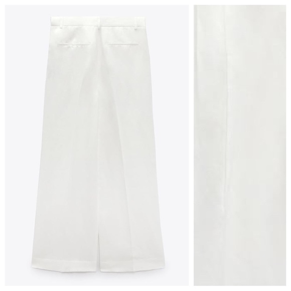 NWT. Zara White Linen Blend Full Length Pants. Size XL. - Picture 8 of 11
